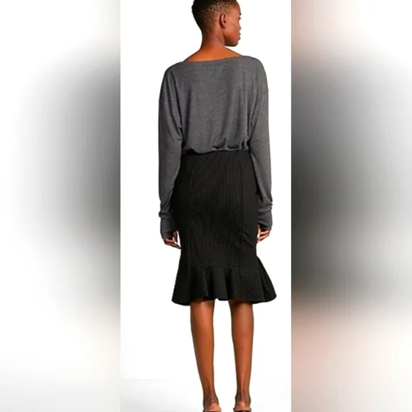 Express High Waisted Pinstripe Peplum Pencil Skirt - Picture 2 of 7